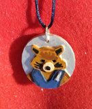Reko the Racoon Pendant Necklace -  Painted